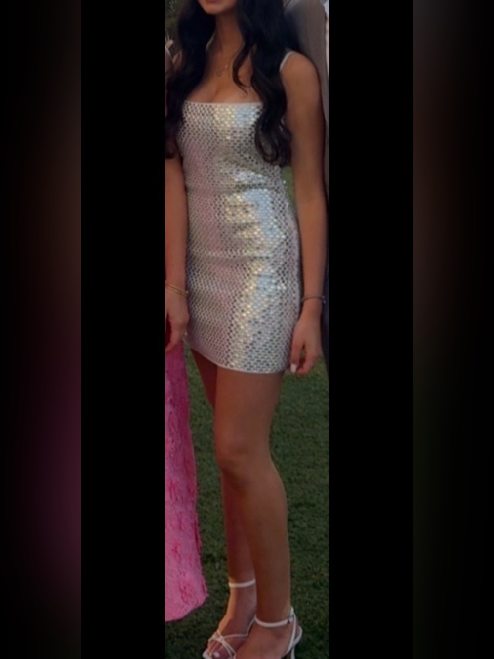 Retrofete Silver Sequin Mini Dress